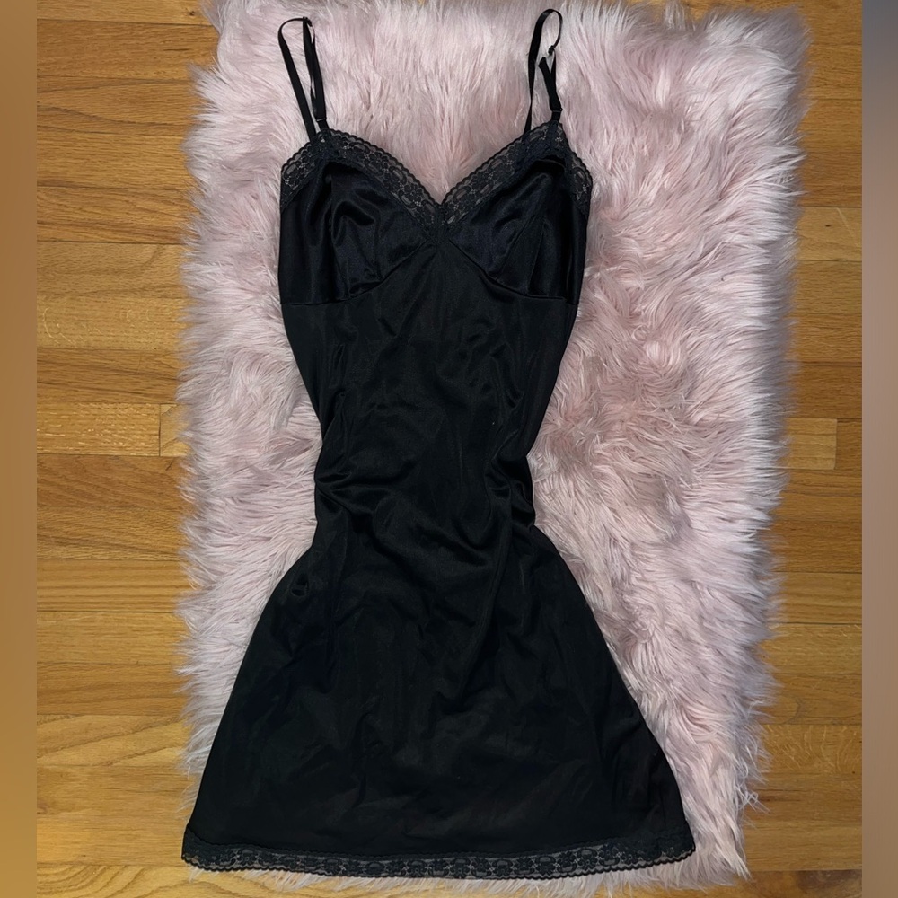 Vintage Black Lace Slip Dress size large